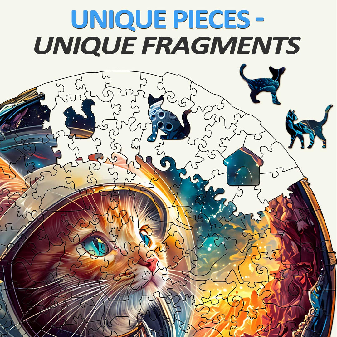 3D Space Cat Wooden Jigsaw Puzzle - By Woodbests