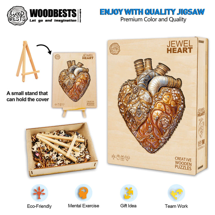 3D Jewel Heart Wooden Jigsaw Puzzle