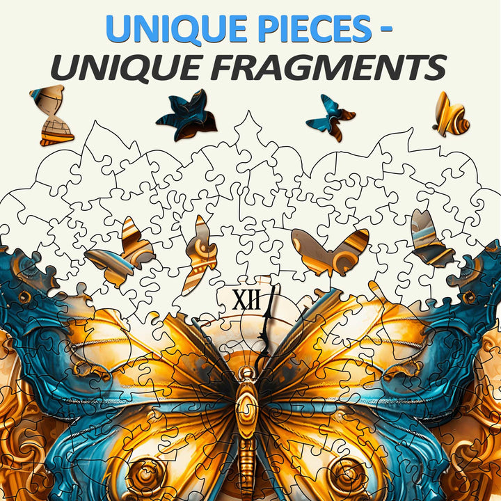 Puzzle en bois papillon et horloge