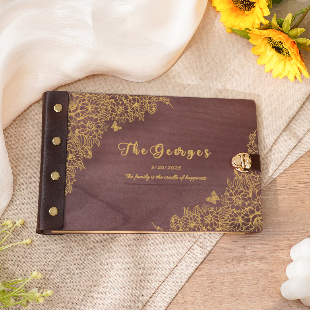 Personalized wooden memory book - Family Christmas Photo Album