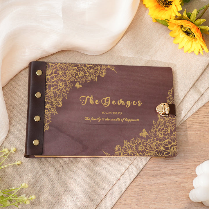 Personalized wooden memory book - Family Christmas Photo Album