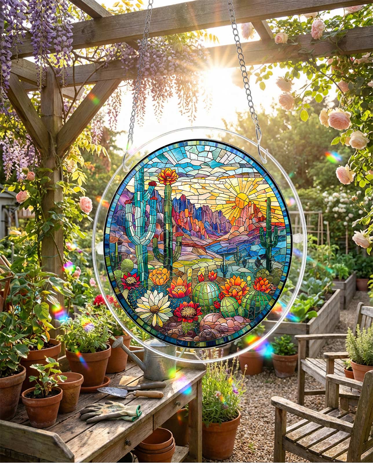 Attrape-soleil puzzle en acrylique - Floraison sauvage