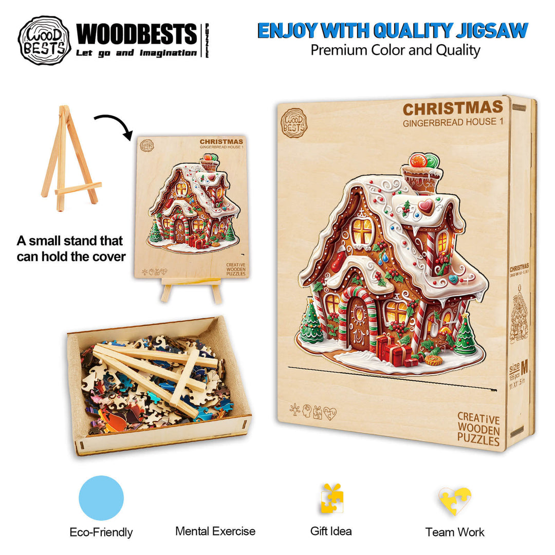 Christmas Gingerbread House-2 Wooden Jigsaw Puzzle