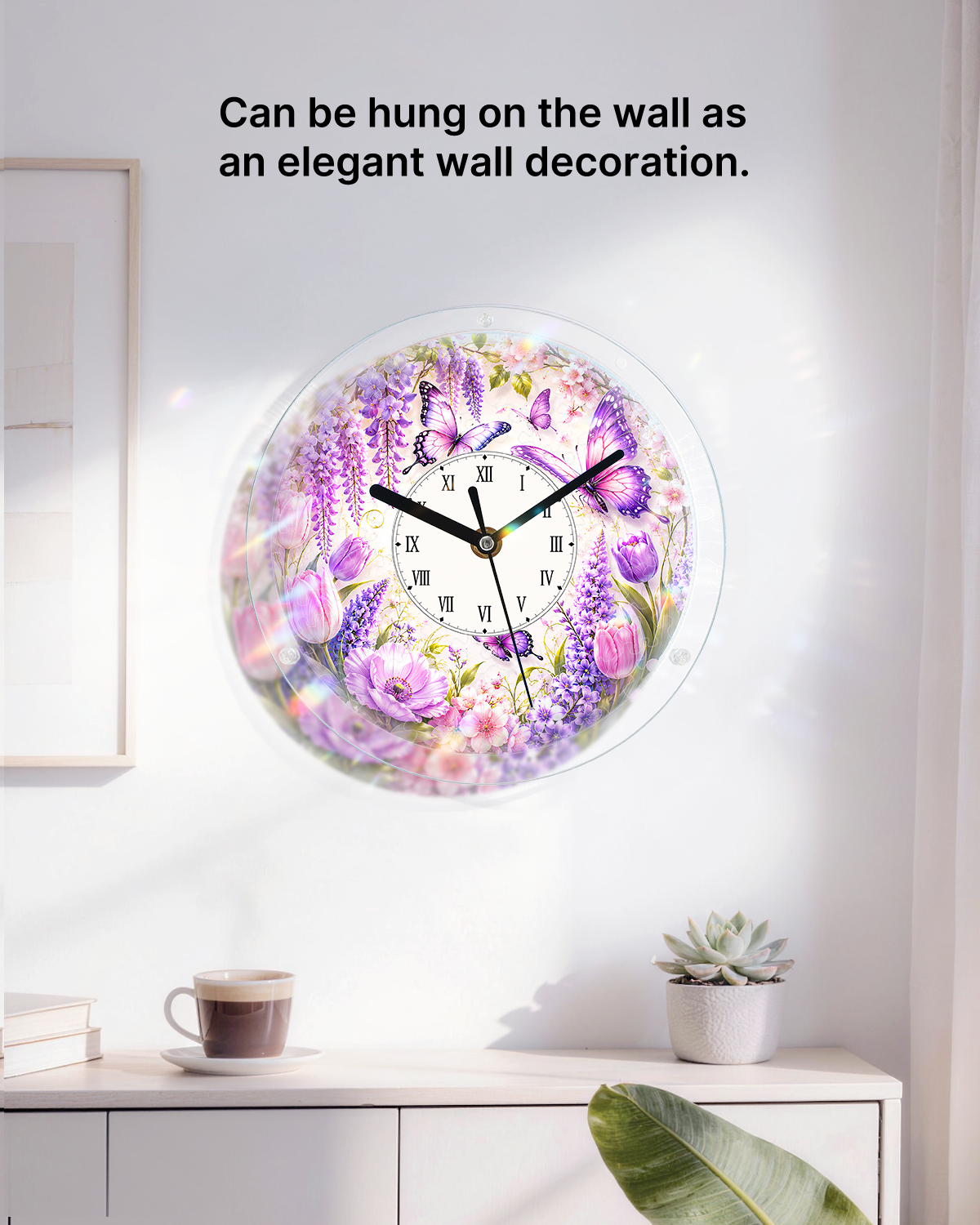 DIY Acrylpuzzle-Uhr Bausatz - Lila Glyzinien Schmetterlinge