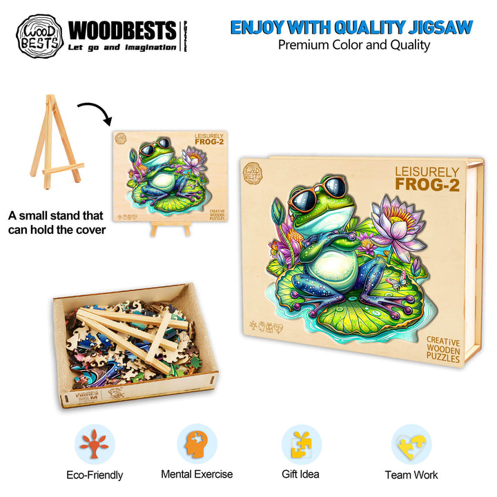 Leisurely Frog-2 Wooden Jigsaw Puzzle