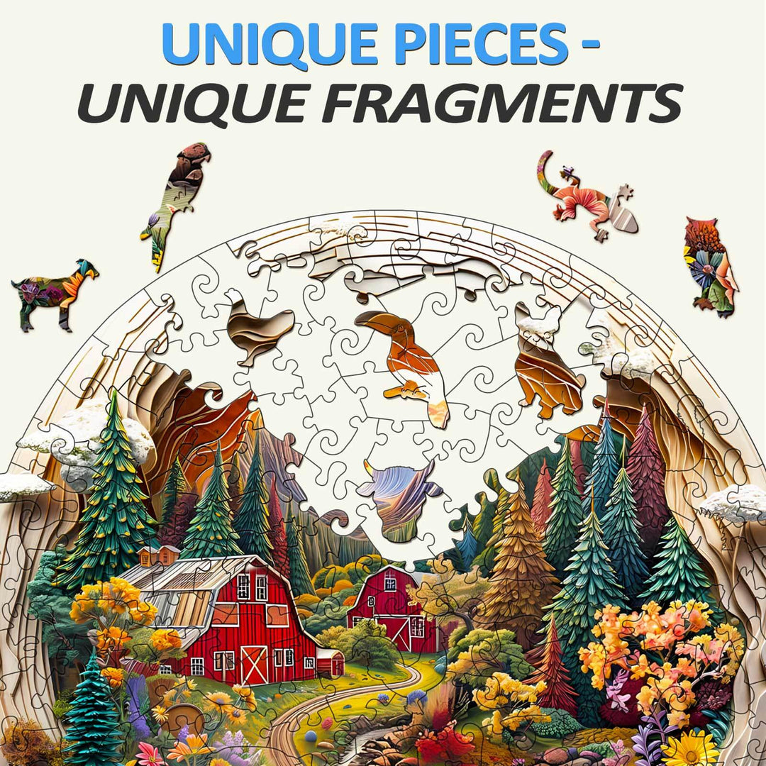 Puzzle en bois de ferme 3D