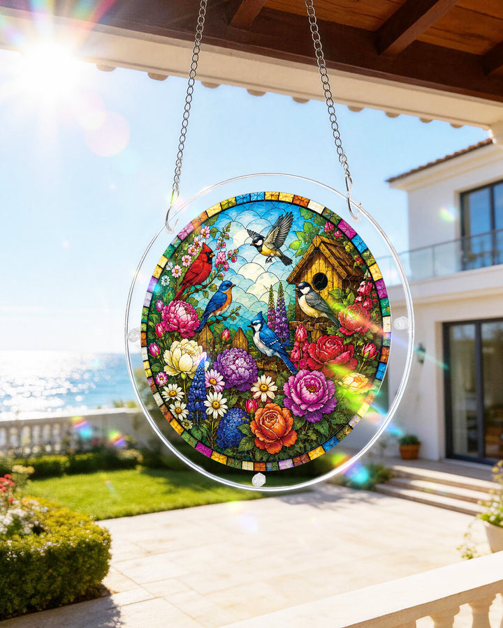 Acrylic Jigsaw Puzzle Suncatcher - Garden Songbirds