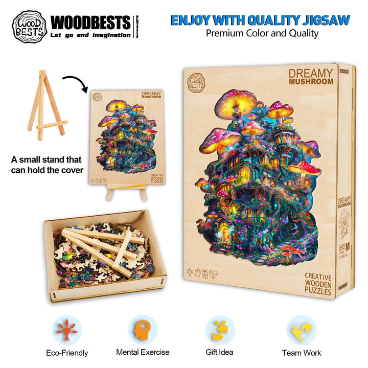 Dreamy Mushroom Wooden Jigsaw Puzzle
