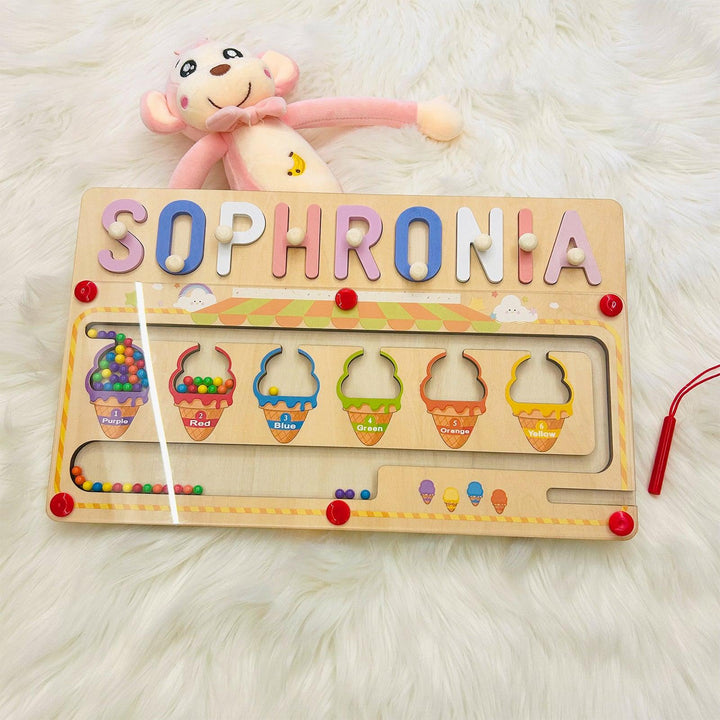 Personalized Baby Name Magnetic Maze Puzzle - Ice Cream