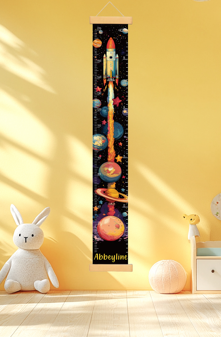 Personalized Space Rocket Hanging Canvas Height Ruler