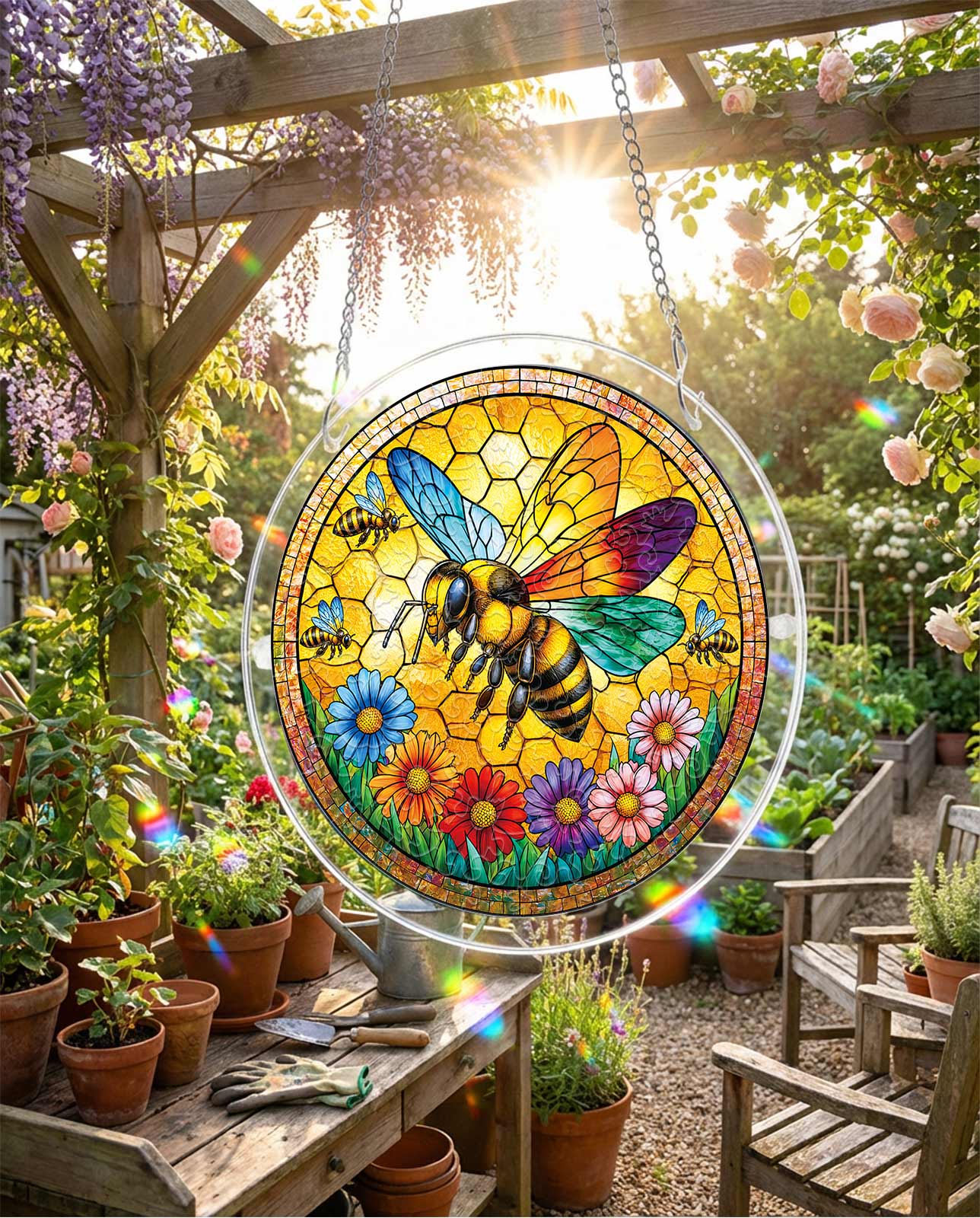 Acrylpuzzle-Sonnenfänger - Sonnenschein-Biene