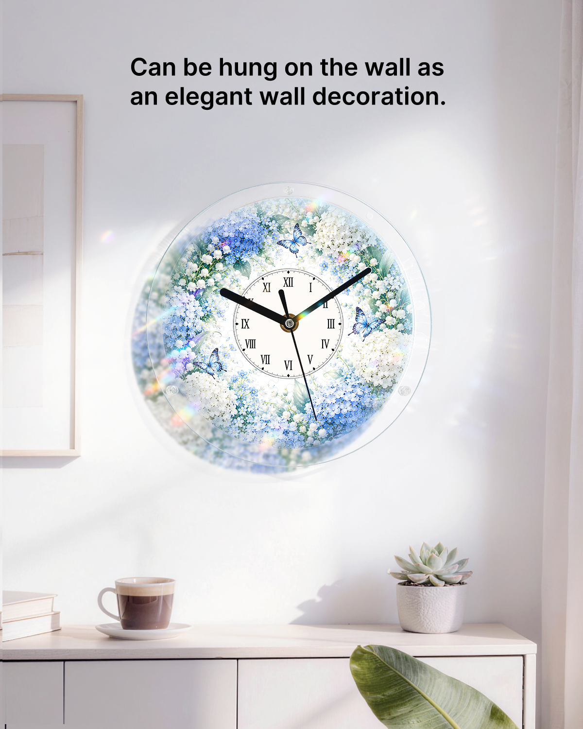 DIY Acrylpuzzle-Uhr Bausatz - Blauer Hortensiengarten