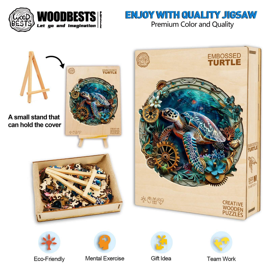 Embossed Turtle Wooden Jigsaw Puzzle