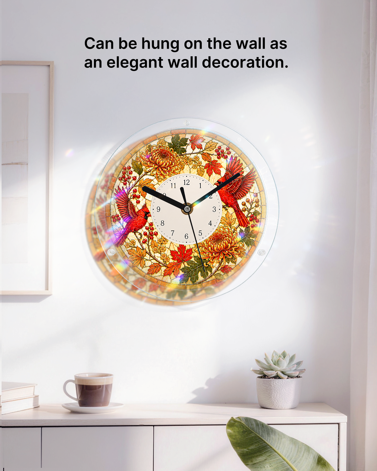 DIY Acrylpuzzle-Uhr Bausatz - Herbst Kardinäle Laub