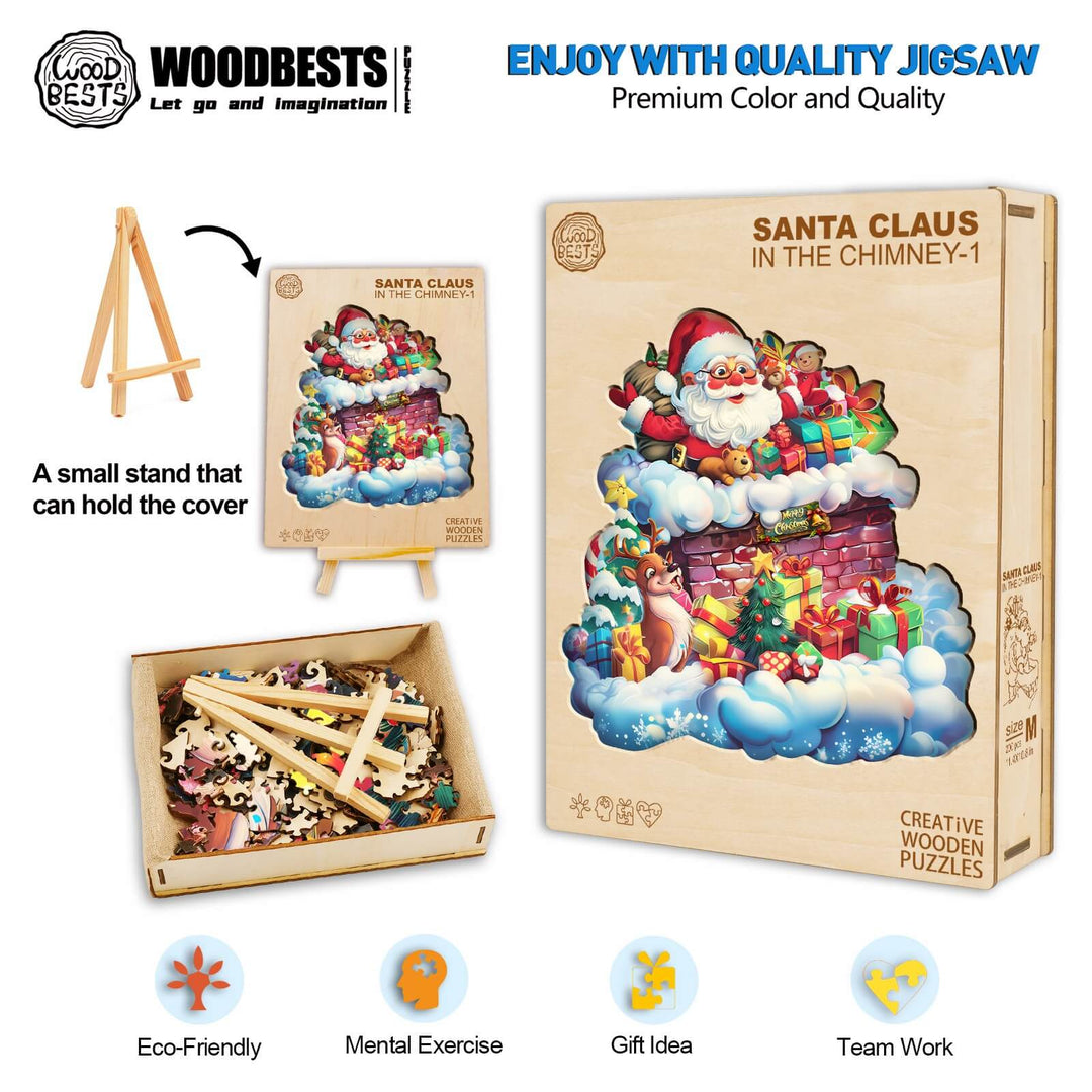 Santa Claus in the Chimney-1 Wooden Jigsaw Puzzle