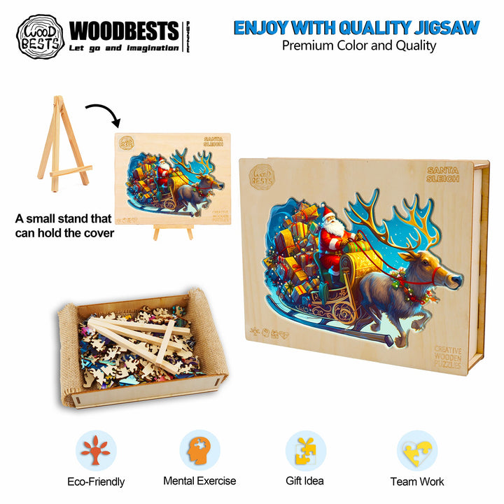 Santa Sleigh Wooden Jigsaw Puzzle
