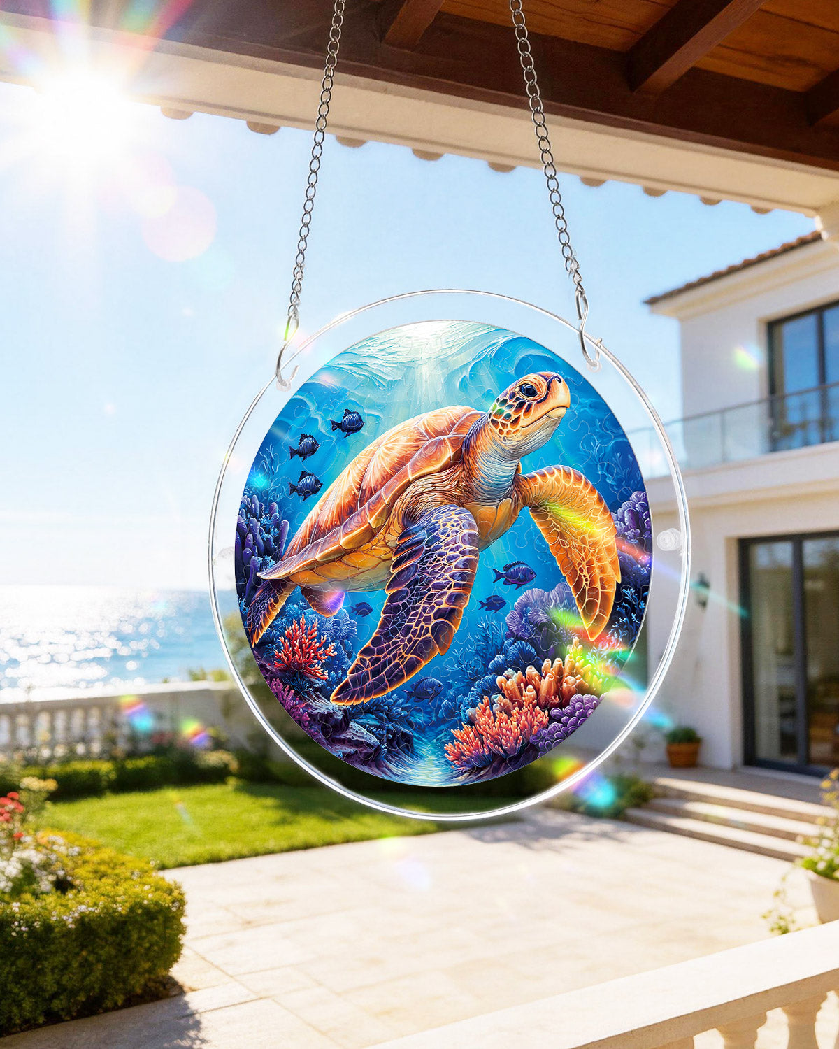 Acryl-Puzzle-Sonnenfänger – Sternenmeer-Schildkröte