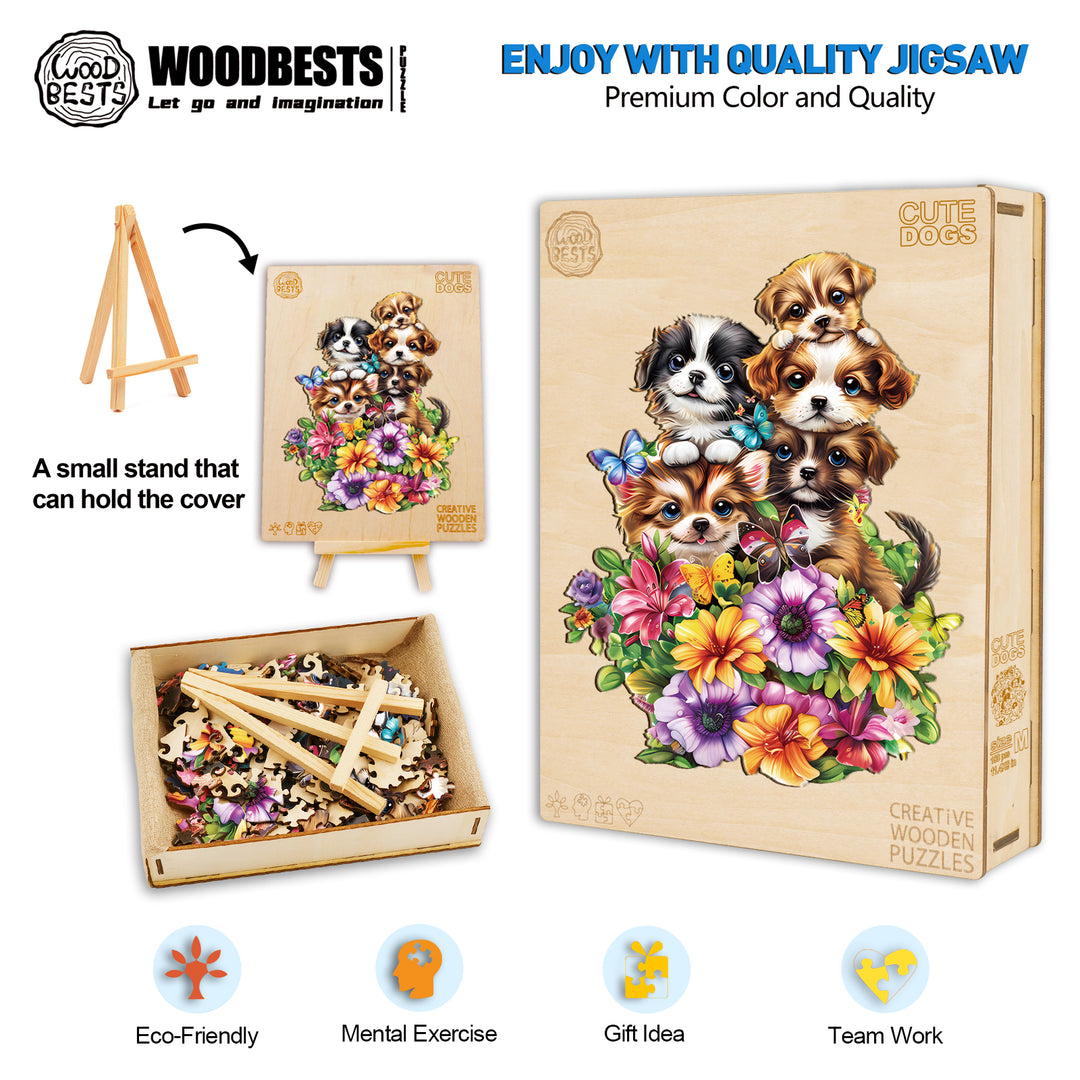 Süße Hunde Holzpuzzle