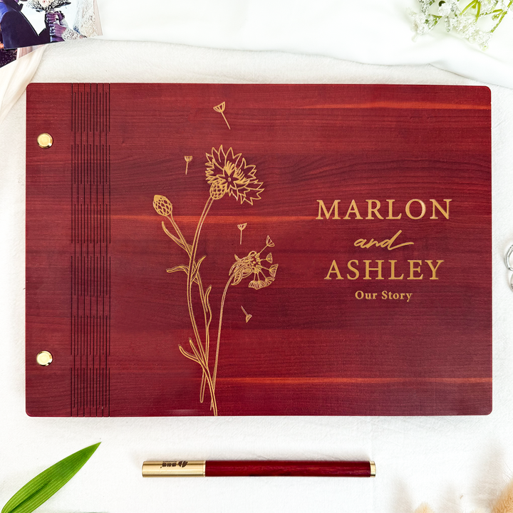 Personalized Wooden Wedding Guest Book - Wedding Photo Album