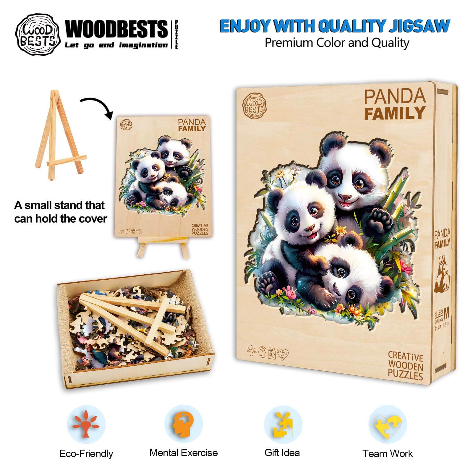 Panda Family Wooden Jigsaw Puzzle