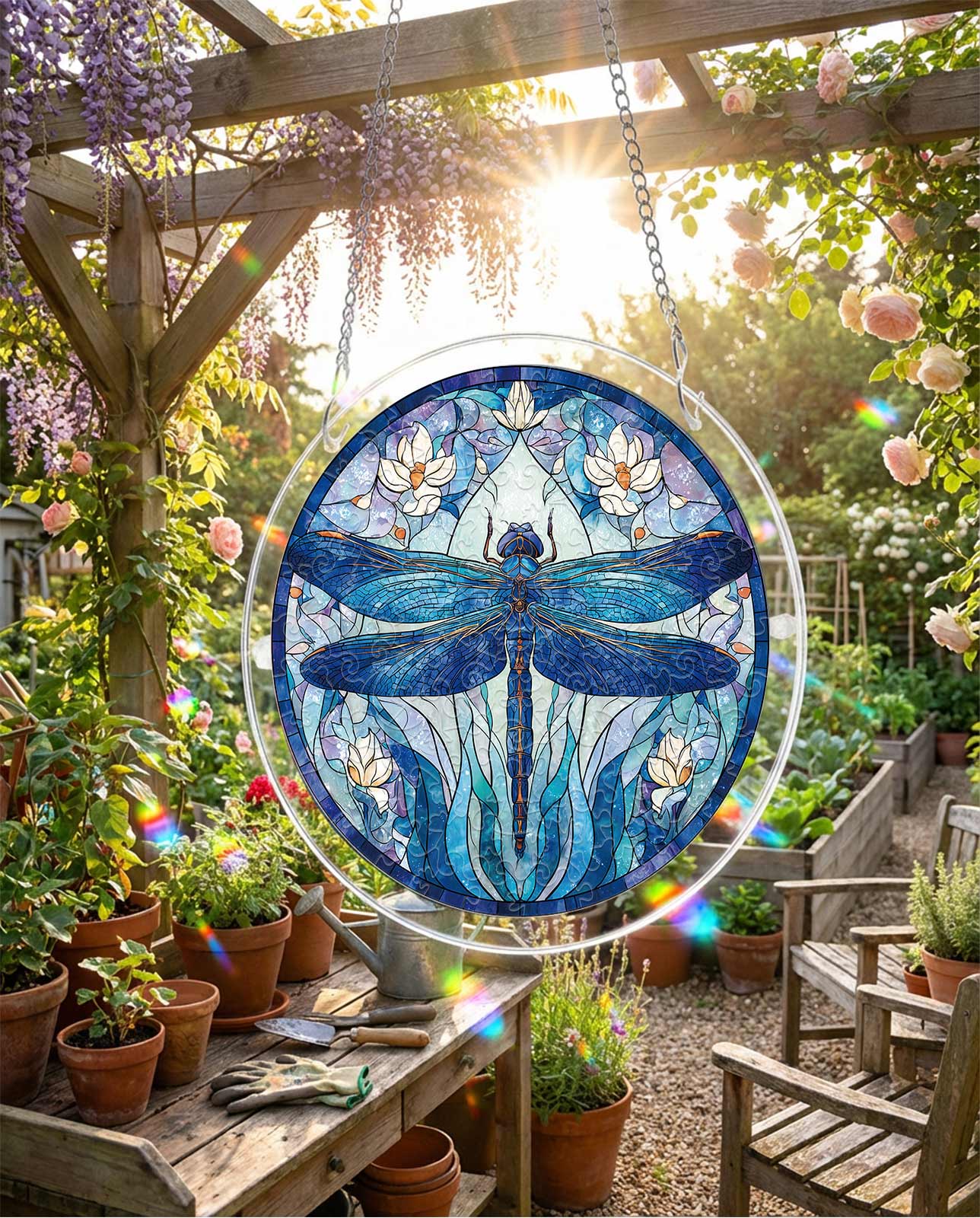 Acrylpuzzle-Sonnenfänger - Mondscheinlibelle