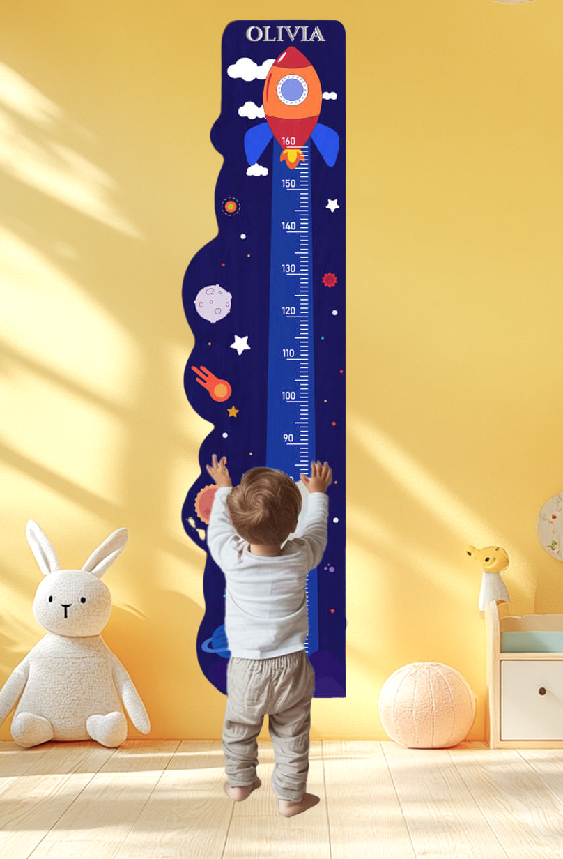 Personalized Wooden Rocket Ship Growth Chart Height Ruler