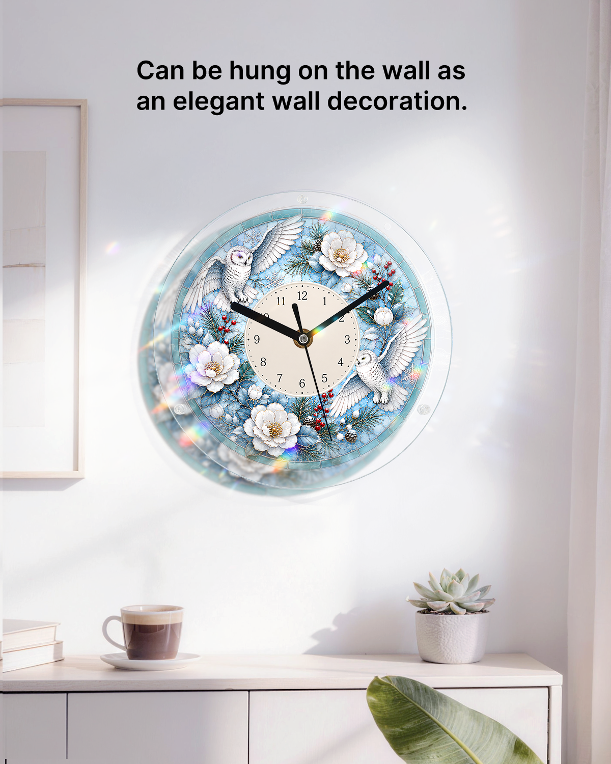 DIY Acrylpuzzle-Uhr Bausatz - Winter Schneeeulen