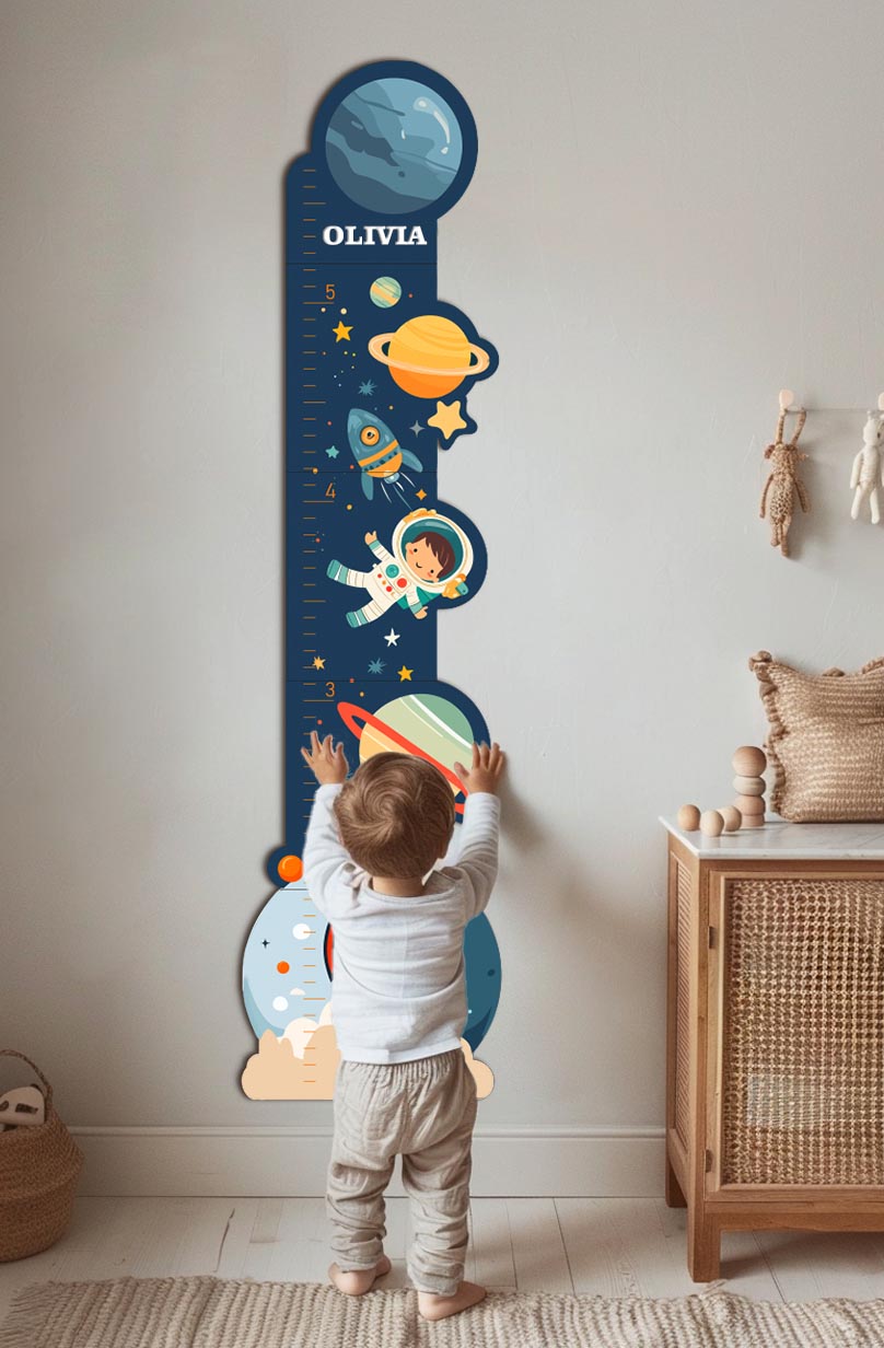 Personalized Wooden Space Rocket Growth Chart Height Ruler