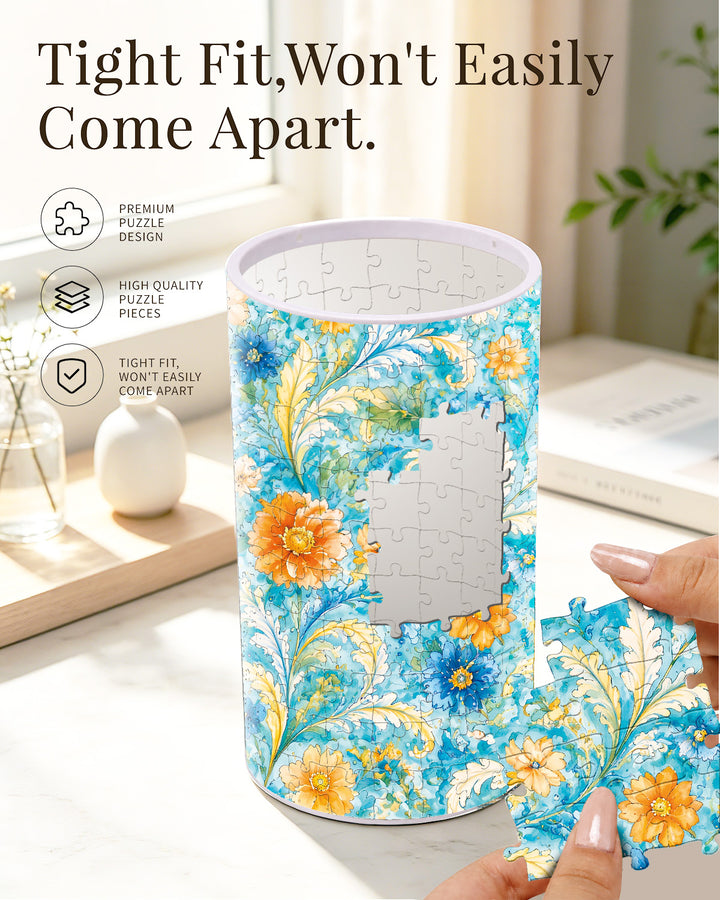 DIY Dimmable Acrylic Puzzle Lamp -Azure Floral Rhapsody