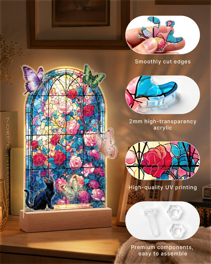 Acrylic Puzzle Landscape Light-Garden Butterflies