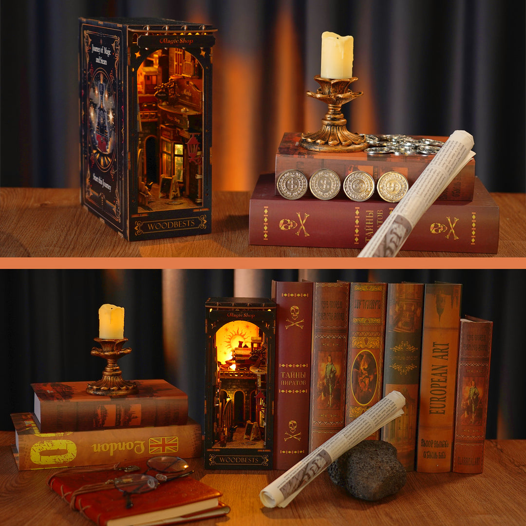 Journey of Magic and Steam -DIY Book Nook Kit,3D Wooden Puzzle - Woodbests