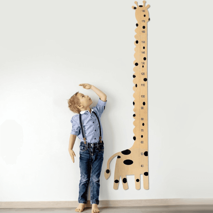 Règle de hauteur de toise de croissance de girafe en bois