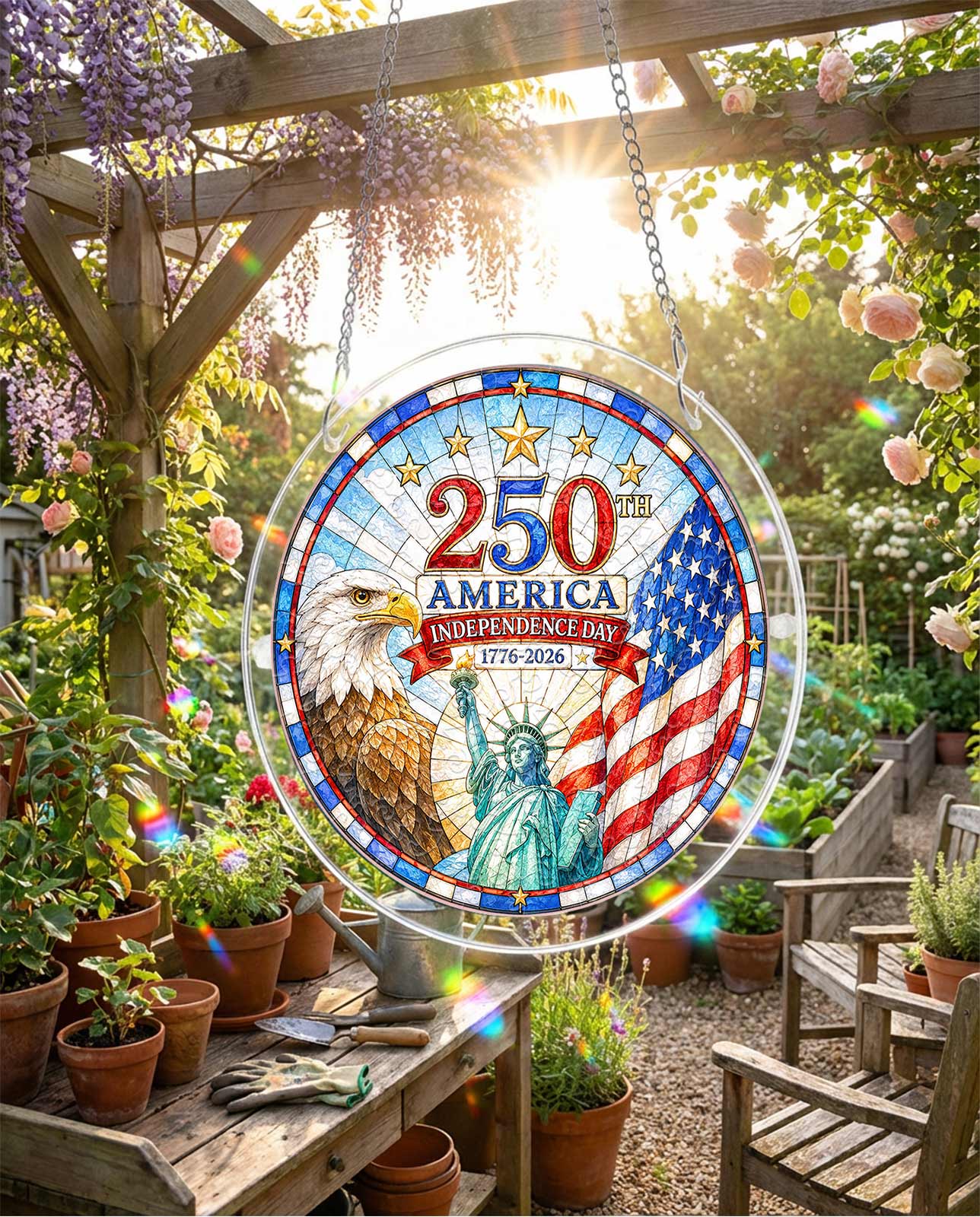 Acryl-Puzzle-Sonnenfänger – Amerikanisches Zweihundertjähriges Jubiläum