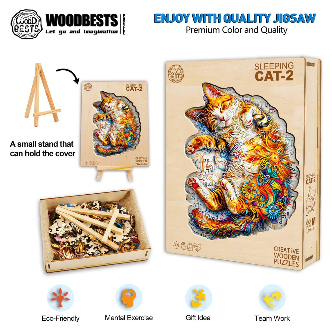 Sleeping Cat-2 Wooden Jigsaw Puzzle