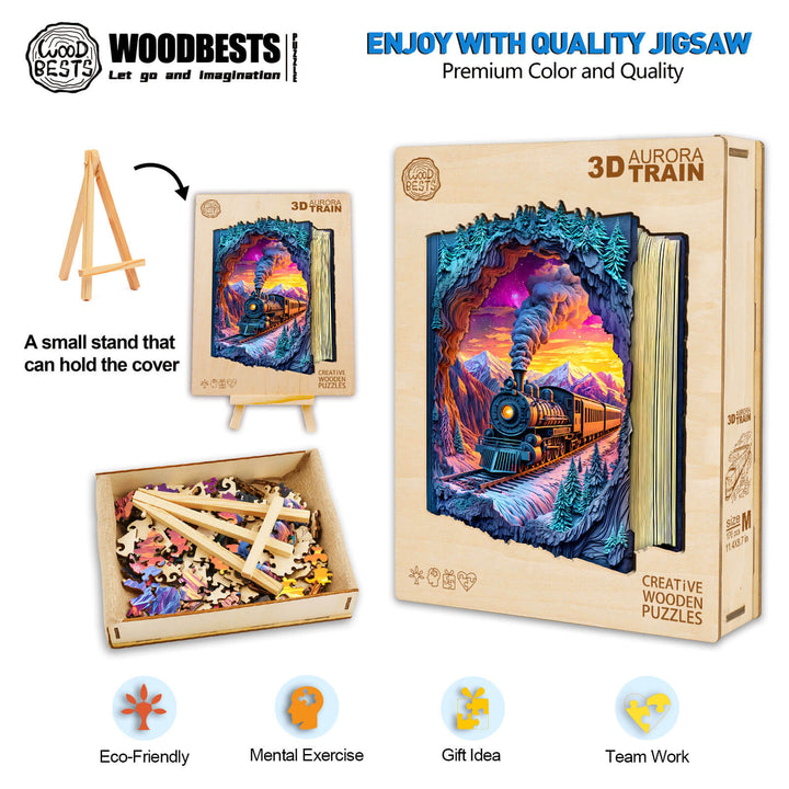 3D Aurora Train Wooden Jigsaw Puzzle