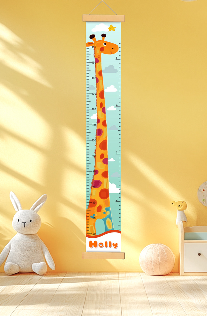 Personalized Giraffe Growth Hanging Canvas Height Ruler