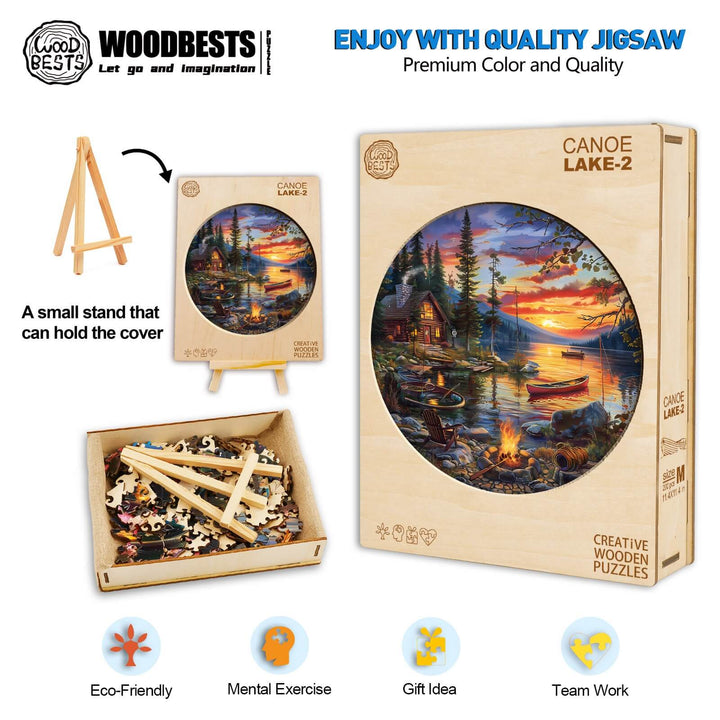 Canoe Lake-2 Wooden Jigsaw Puzzle