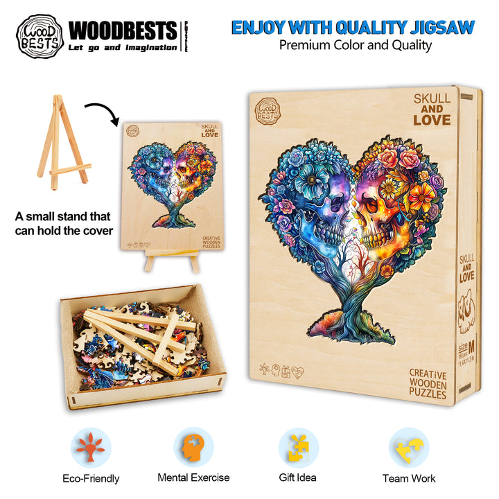 Skull and Love Wooden Jigsaw Puzzle