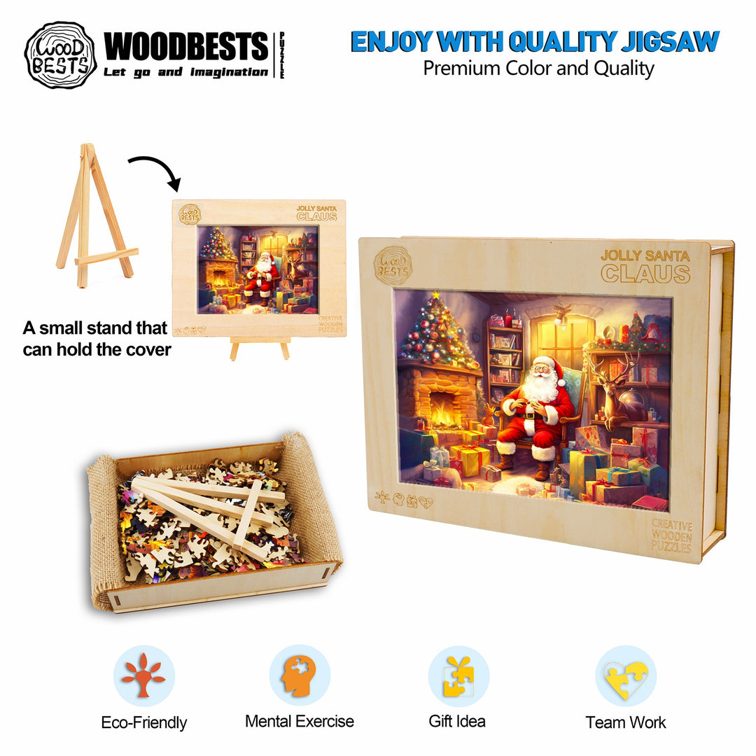 Jolly Santa Claus Wooden Jigsaw Puzzle-Woodbests