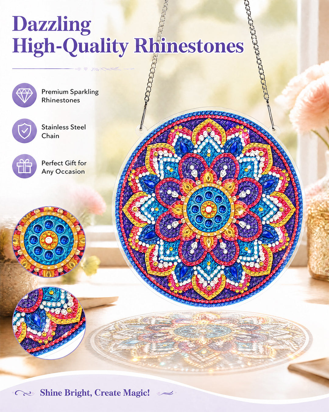 5D DIY Diamond Painting Suncatcher Kit - Radiant Mandala