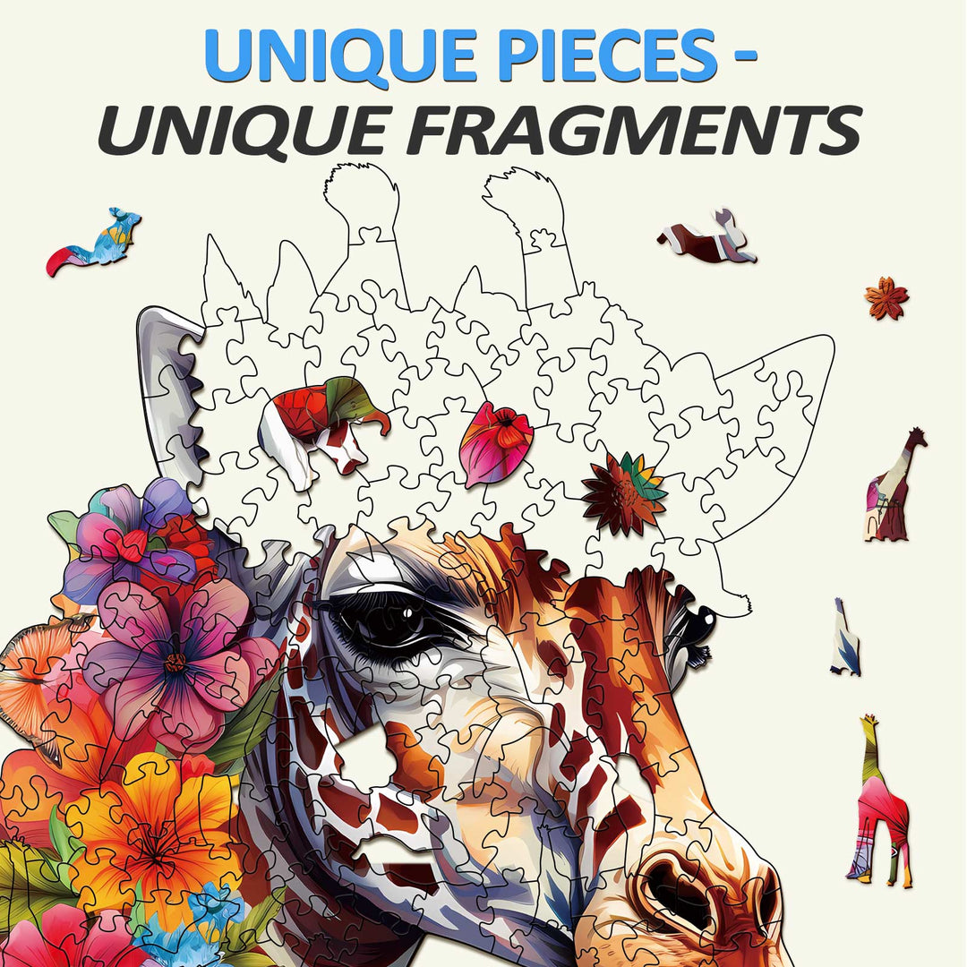 Puzzle en bois Fleurs et girafes