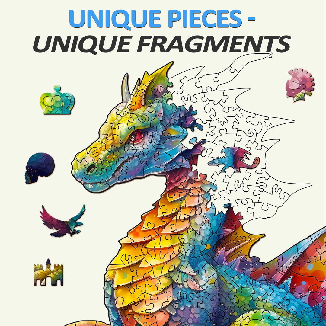 Puzzle en bois Dragon coloré 1