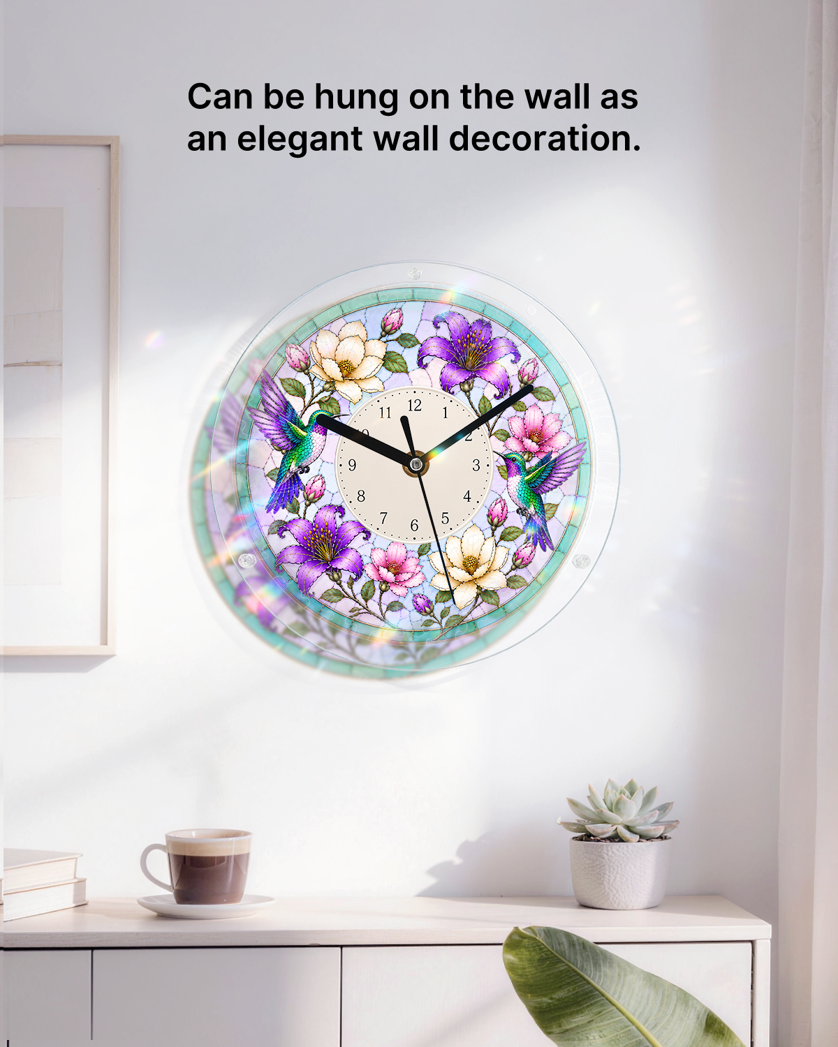 DIY Acrylpuzzle-Uhr Bausatz - Frühling Kolibris Blüte