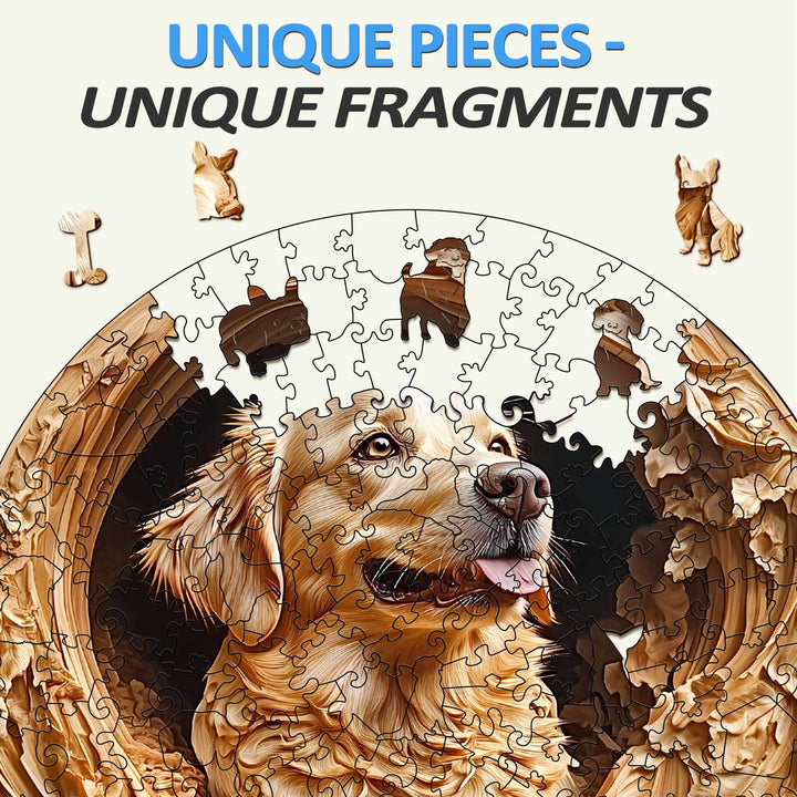 3D Golden Retriever-1 Wooden Jigsaw Puzzle - By Woodbests