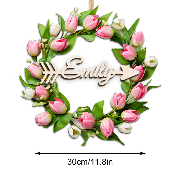 Personalized Spring Tulip Wreath-Woodbests