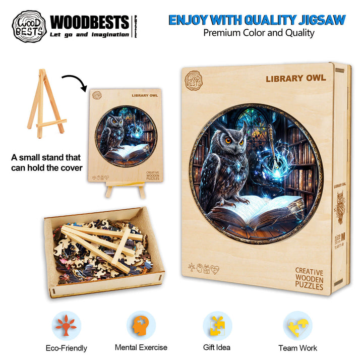 Library Owl Wooden Jigsaw Puzzle