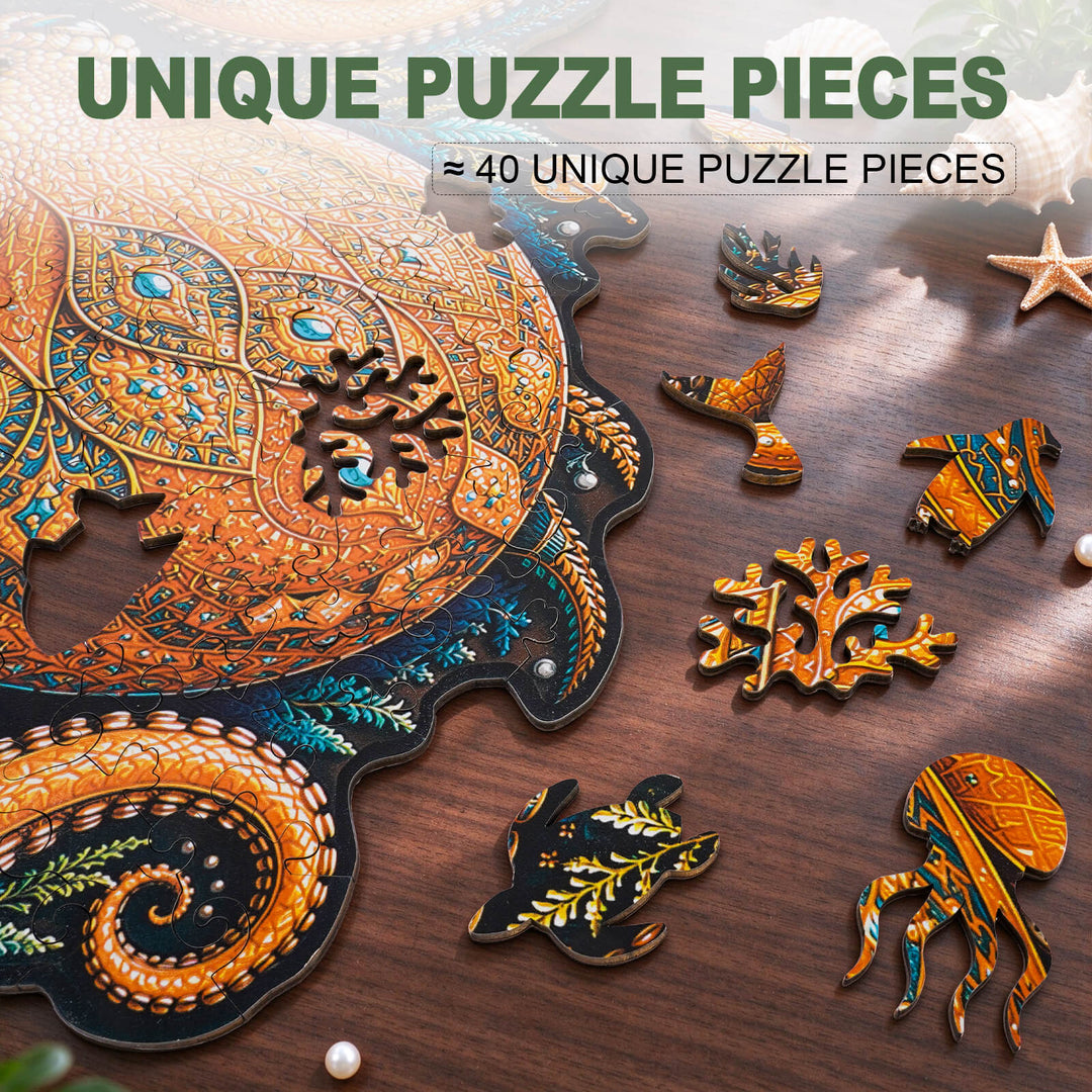 Ocean Sovereign Octopus Wooden Jigsaw Puzzle