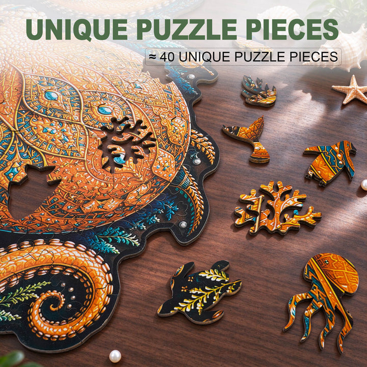 Ocean Sovereign Octopus Wooden Jigsaw Puzzle