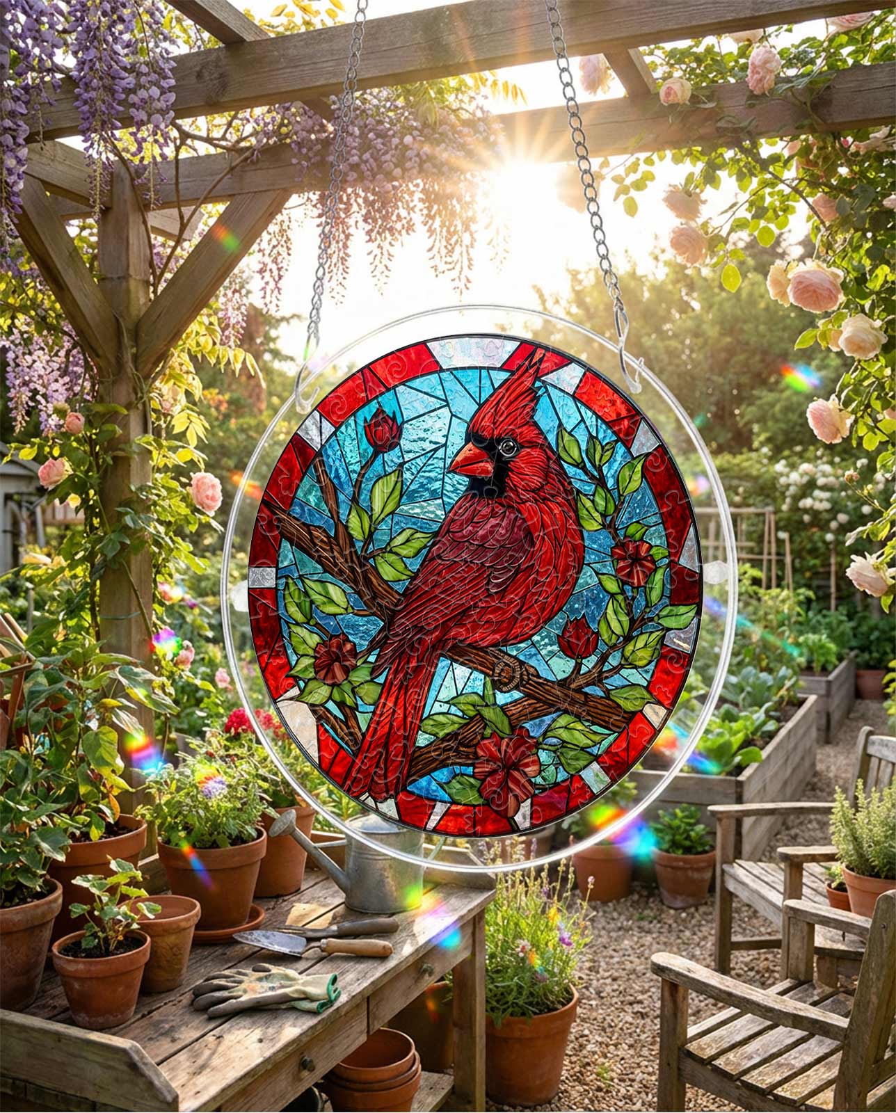 Attrape-soleil puzzle en acrylique - Cardinal discret
