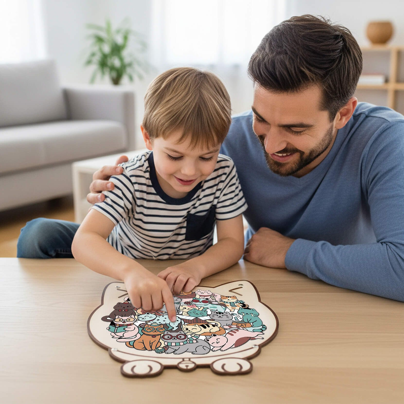 Puzzle en bois en forme de chat mignon pour bébé